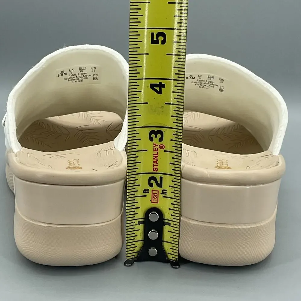NEW Lifestride Bzees Women’s Smile Wedge Slide Sandals White Size 8.5M